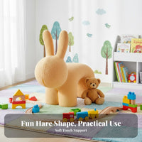Cute Design Rabbit Shaped Stool Soft and Comfortable Cartoon Creature Stool Multipurpose Cartoon Rabbit Footstool Strong Load Capacity for Toddlers, Parents, Adults, Playroom, Entryway, Living Room, Kindergarten