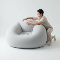 Long-Fleece Flocked Inflatable Sofa PVC Base Lounging Inflatable Sofa Heat-Bonded Inflatable Couch Leak Resistant