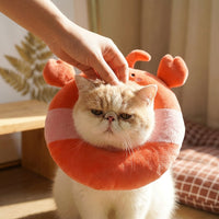 Cat Cone Soft Material Cat Donut with Cartoon Pattern, Nylon Cat Neck Cone and Head Cover