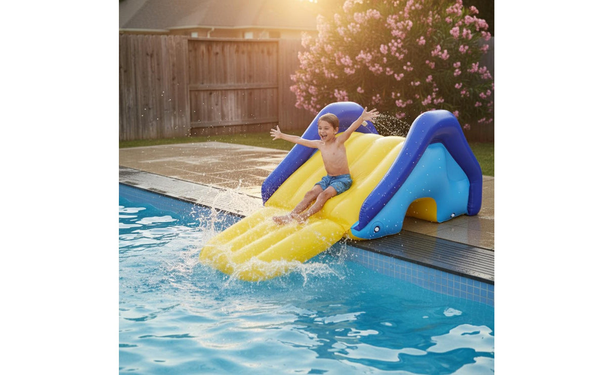 Inflatable Pool Slide Built-in Sprayers Kids Water Slide with Sprayer Molded Climbing Steps Outdoor Toy