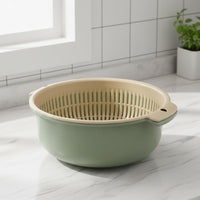 Extra Large Oval Colander, 2 Piece Seive for Rinse Pasta & Drain Vegetables, Wash Salad & Fruit, Stackable with Handles