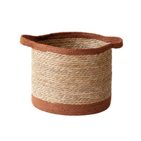 Straw Basket with Handles Open-Top Woven Laundry Basket Sturdy Straw Storage Bin for Bedroom