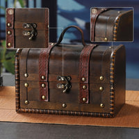 Wooden Chest with Handle Vintage Decorative Storage Box with Handle Small Wooden Storage Box Distressed Rustic