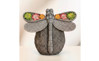 Dragonfly Outdoor Luminaire with Stone-Look Base Outdoor Sculpture Lamp Decor for Gardeners, Patio, Pathway