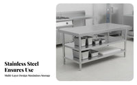 Stainless Steel Work Table Thickened Material Commercial Kitchen Prep Table Sturdy and Sturdy Food Prep Work Station for Chefs, Home Cooks, Warehouse