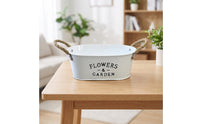 Farmhouse Metal Planter with Rope Handles Tabletop Bucket Planter Lightweight Container Portable for Desk