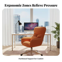 Height Adjustable Upholstered Rolling Chair High Back Support Upholstered Rolling Armchair Ergonomic Design Office Furniture Easy Assembly for Students, Gamers, Adults, Dormitory, Study Room, Bedroom, Makeup Vanity