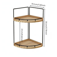 Two-Tier Corner Shelf Rustic Corner Storage Shelf Multi-Purpose Open-Front for Countertop, Bathroom