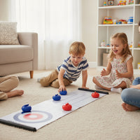 Tabletop Curling Set with Roll-up Mat Lightweight Tabletop Curling Game Foldable