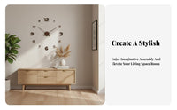 Silent Movement DIY Wall Clock Easy to Install 3D DIY Wall Clock Adjustable Size for Design Enthusiasts, Homeowners, Bedroom, Office, Studio