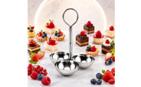 Stainless Steel 3 Tier Fruit Bowl Stand Polished Silver Snack Rack Standing Frame Candy Bowl Stand Central Handle for Party, Dining Table