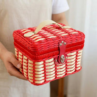 Storage Box, Korean Style, With Lid, 23x15x18cm, Synthetic Fiber, Desk, Laundry Basket