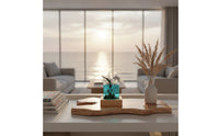Aquatic Ocean Resin Lamp Ambient Night Light with Wood Base Transparent Lamp with Wood Base Decorative for Study
