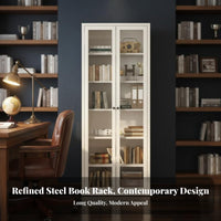 Dustproof Glass Door Storage Cabinet Large Capacity Glass Door Display Case Sturdy and Long-Lasting Bookcase Heavy Load-Bearing for Book Lovers, Homeowners, Collectors, Study Room, Balcony, Home Office, Retail Stow