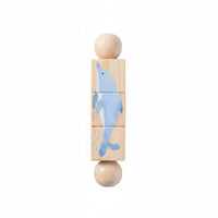 Early Learning Rotating Creature Block Game Hand-Eye Coordination Wooden Rotating Rattle Educational Creature Rotate Blocks Easy to Hold for Babies, Toddlers, Nursery, Preschool