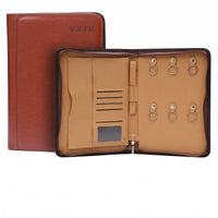 Rounded Corners Zippered Document Folder Leather-Like Finish Hard-Sided Document Organizer Structured Zippered File Case Multi-Pocket for Office
