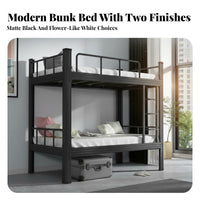 Dormitory Bed Stable Structure Metal Bunk Bed Frame No Box Spring Needed for Students, Adults, Dorm Room, Hostel, Apartment