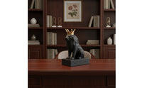 Black Lion Figurine Resin Lion Figurine with Base Decorative Animal Statue Sculpted for Living Room, Office, Desk, Shelf