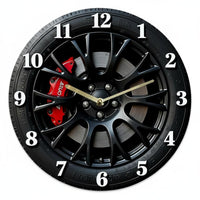 Modern Minimalist Design 2D Car Wheel Wall Timepiece Easy to Hang Car Wheel Wall Timepiece Timepiece for Garage