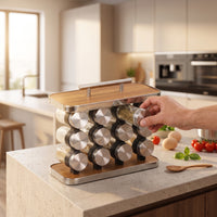 Seasoning Rack with 12 Jars Modern Seasoning Storage Rack with Handle Seasoning Bottle Set Non-Slip Portable for Home Cooks