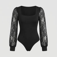 Swimsuits for Women, Elegant Lace Long Puff Sleeve Swim Dress for Water Park, for Older Ladies, Comfortable Polyester Swimwear