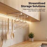 Cabinet and Cupboard Under Shelf Hanging Hook Rack for Kitchen User, No Drill with Easy Install Clip