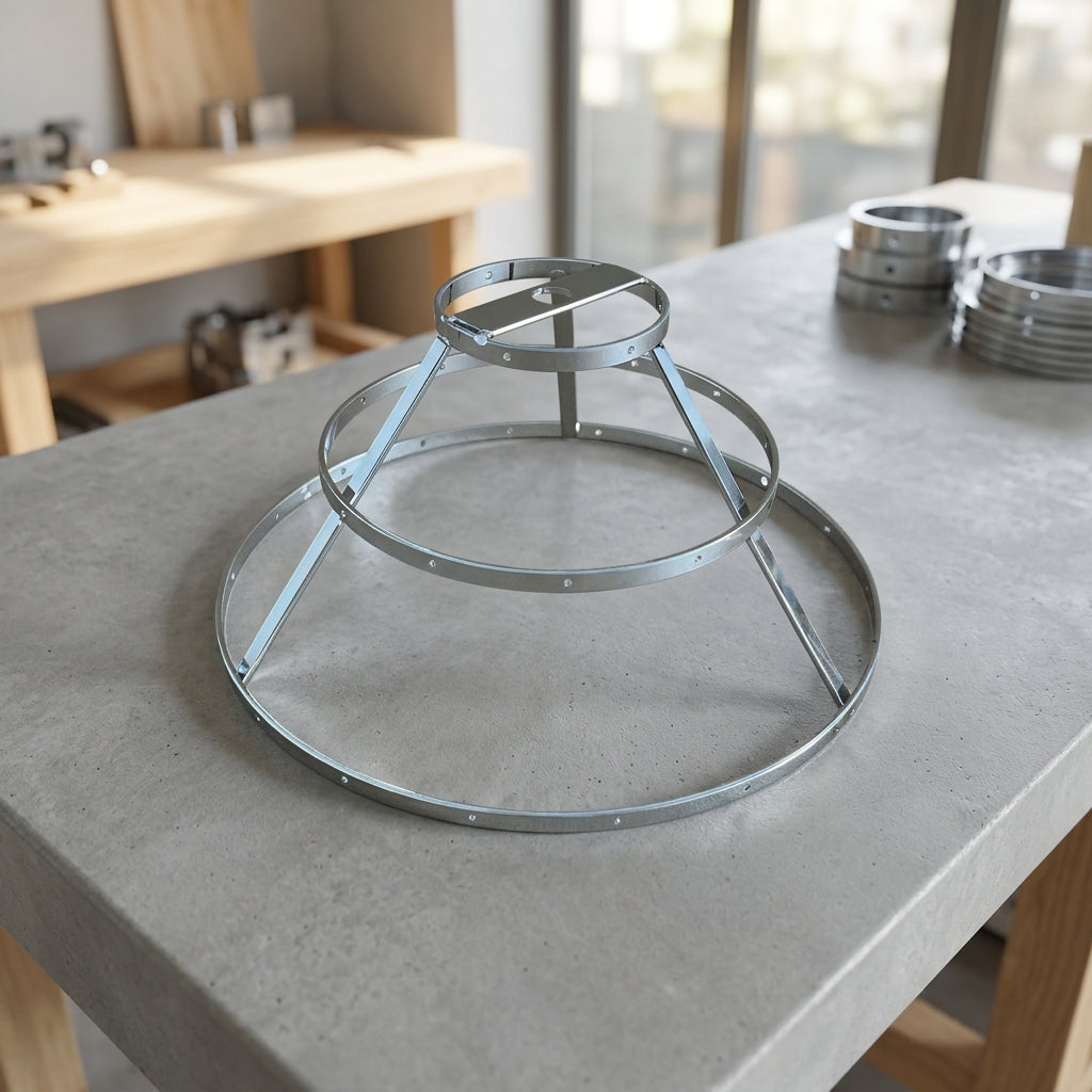 Floor Lamp and Table Lamp Metal Lampshade Frame for Ceiling Light, Silver Four-Layer Flat Iron Punched Frame, Lighting Hardware for DIY Decor
