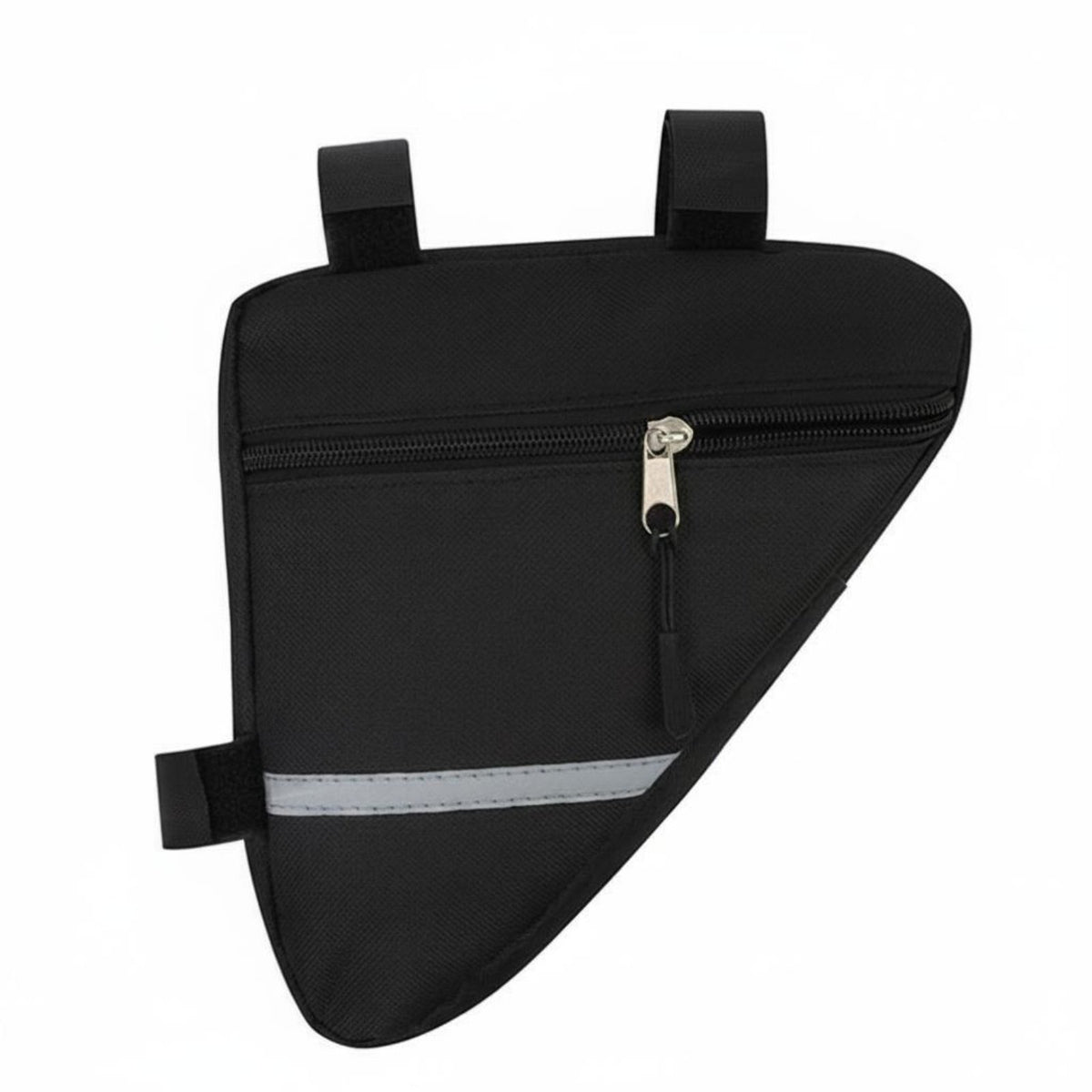 Reflective Strip Cycle Frame Triangle Bag Canvas Material Cycle Triangle Pouch Zipper Closure Bike Frame Bag Long-Lasting for Mountain Bikers