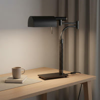Nordic Design Industrial Swing Arm Table Lamp Minimalist Leather Accent Reading Lamp for Office, Study Room, Bedroom
