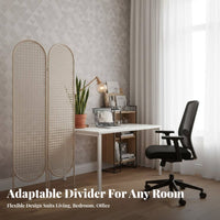 Foldable Woven Panel Divider Movable Folding Screen Freestanding Privacy Partition Hollow-pierced Pattern for Interior Designers, Apartment Dwellers, fromice Workers, Bedroom, Commercial Spaces, Restaurant