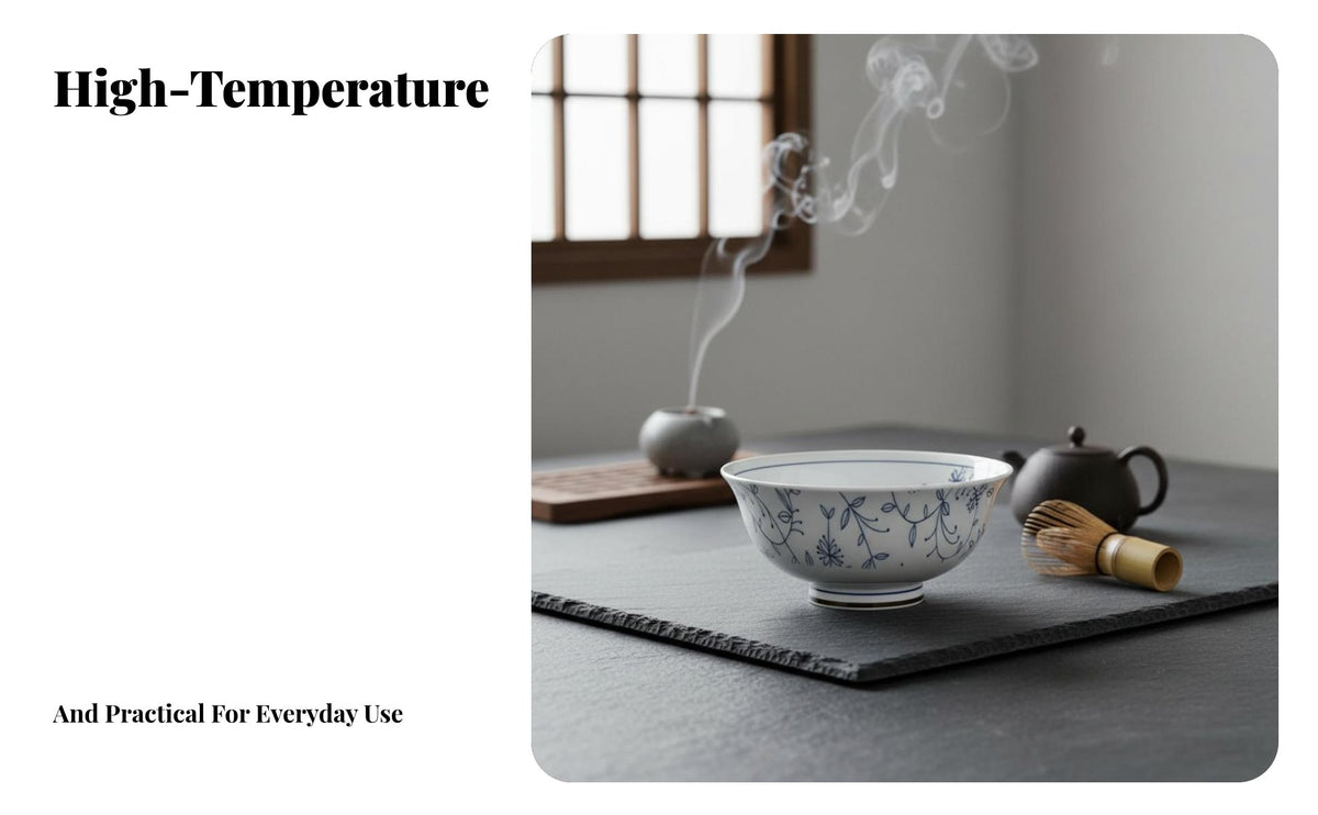 Underglaze Ceramic Dinnerware Set, Lotus Pattern Bowls & Plates, Modern Minimalist Tableware