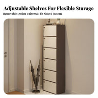 Space-Saving Tipping Shoe Cabinet Large Capacity Narrow Multi-Tier Locker Easy to Assemble Household Furniture Flip-down Drawers for Apartment Dwellers, Homeowners, Entryway, Small Areas, Hallway, Mudroom