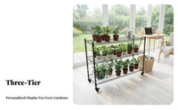 Adjustable Shelves Multi-Tier Rolling Plant Stand Floor-Standing Multi-Level Plant Stand Mobile with casters Flower Pot Holder Easy to Move for Balcony Gardeners, Homeowners, Patio, Sunroom, Living Room, Office