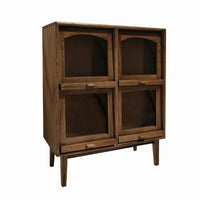 Dollhouse Storage Cabinet Arched Openings 1:12 Scale Miniature Cupboard 4 Compartments Miniature Wooden Cabinet