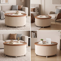 Round Coffee Table with Storage Ready to Use Round Storage Coffee Table Fully Assembled Furniture for Apartment Dwellers, Living Room, Small Areas