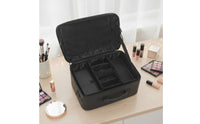 Makeup Case with Shoulder Strap Professional Travel Makeup Case Zippered Cosmetic Organizer with Dividers for Journeyers
