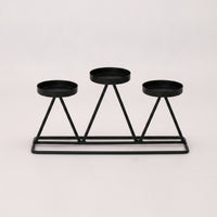 3-Cup Candle Holder Geometric Candle Holder with 3 Cups Metal Candelabra Modern Rectangular for Event Planners