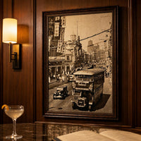 Old Shanghai Street Scene Black and White Wall Art for Restaurants and Home Decor