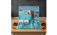 Transparent Blue Electricity Experiment Box Molded Compartments School Physics Laboratory Kit Hinged Lid Physics Experiment Kit Fitted Trays for Laboratory, Classroom