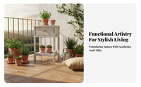 InstallationNo-Assembly double-level Foldable Shelf Unpainted Finish Plant Stand Rustic and design Display storage areaSaving for Home Decorators, Office Workers, Balcony, Living Room, Entryway, Craft Fair