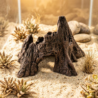 Rock-Textured Resin Reptile Hide, Crested Gecko Tank Accessories and Reptile Rock Hideout, Dark Brown Cave for Small Frogs and Amphibians, 10cm
