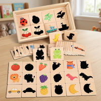 Natural Wood Wooden Shadow Matching Set Smooth Edges Shadow Matching Toy Printed Motifs Reasoning Practice