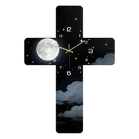 Non-Ticking Cross Shaped Wall Clock Modern Design Cross-Shaped Wall Clock Artistic Design Easy to Read for Christians, Living Room, Bedroom, Church