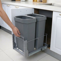 Trash Bin Sorting Under Sink Drawer-Type Odor-Blocking Slim Plastic Gray