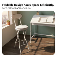 Foldable Fold-up Bar Seat Space-Saving High Stool Portable Counter Chair With Backrest for Business Owners, Apartment Dwellers, Small Spaces, Kitchen, Office, Events