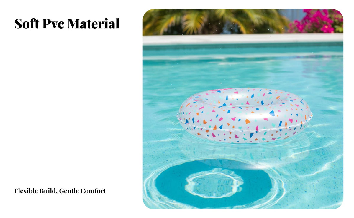 Long-Lasting PVC Inflatable Swim Float Colorful Pattern Patterned Pool Tube Leak-Proof Valve Inflatable Pool Tube Quick Inflation & Deflation for Teens, Adults, Beach, Vacation, Lake