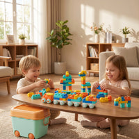154 Pieces Soft Rubber Building Blocks Chunky Building Blocks with Storage Container BPAsafe Non for Toddlers, Playroom