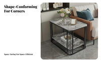 Movable with Wheels 2-Tier Accent Table Light Luxury Design Two-Tier Slatted Side Table Space-Saving Nightstand Versatile Use for Apartment Dwellers, Homeowners, Interior Designers, Living Room, Bedroom, Small Areas, Entryway
