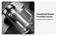Tea Infuser Cup with Handle Large Capacity Portable Tea Separation Bottle Leak-Resistant Seal Double Wall Glass Tumbler for Men, Adults, Travel, Car