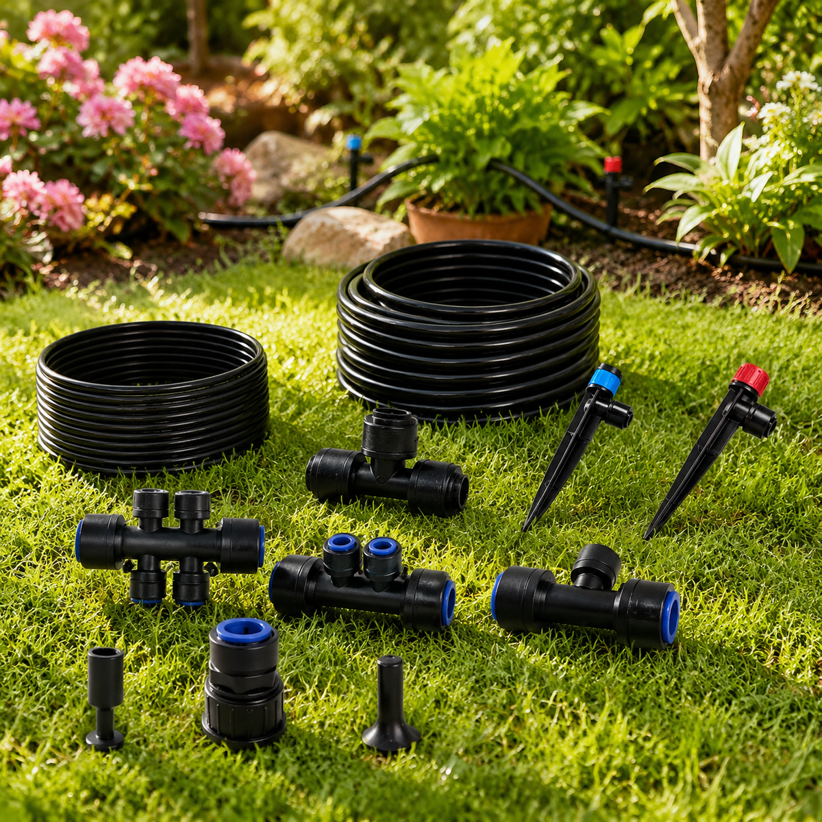 Drip Irrigation System Kit, Water Saving Easy Install Automatic Watering for Home Gardening, Polymer Irrigation Hose with 5/16 1/4mm Tubing